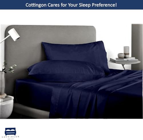 Cottingon 4 Piece Twin XL Bedding Set Navy Blue