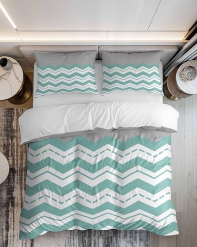 ZOE GARDEN Turquoise Chevron Duvet Cover Set