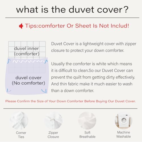 Manfei Retro Floral Duvet Cover Set Twin Size
