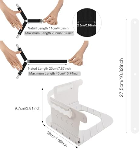 Heuihm Bed Sheet Holder Set 4PCS with Lock Strip