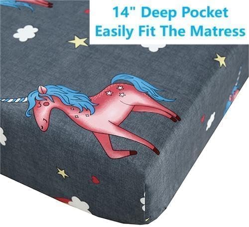 SDIII 4PCS Unicorn Queen Sheet Set - Gray Microfiber