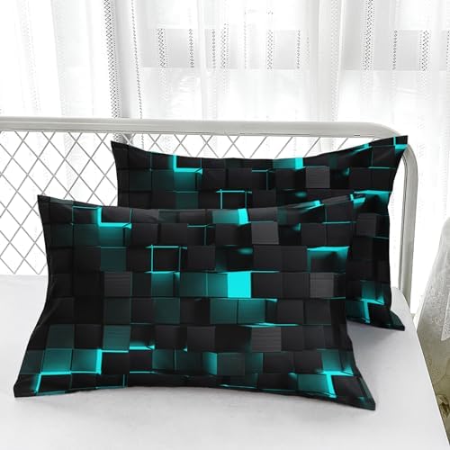 Geometric Turquoise Black 3-Piece Comforter Set