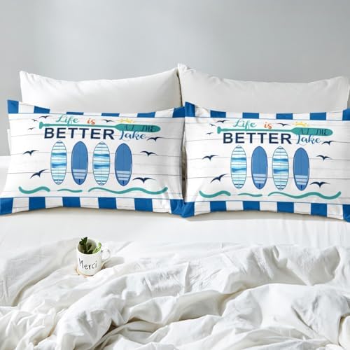 Erosebridal Blue White Ocean Nautical Sheet Set for Kids