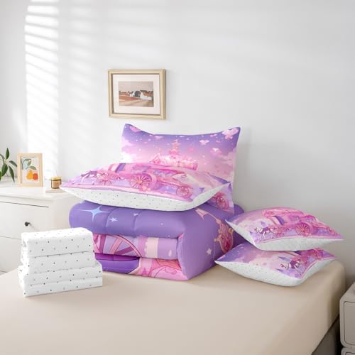 Feelyou Kids Princess Carriage Comforter Set 7 Piece