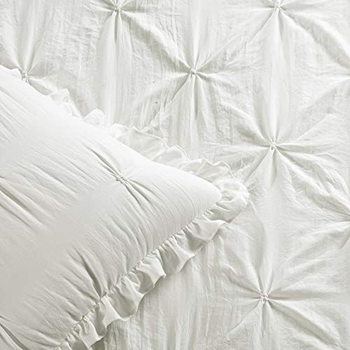 Lush Decor Ravello Pintuck Ruffle Skirt Bedspread Set King White