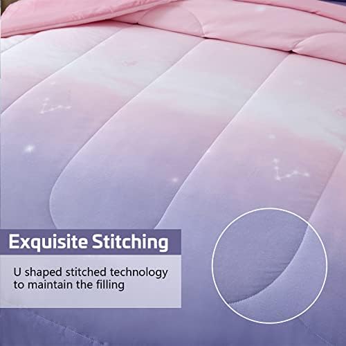 Dinjoy Girls Rainbow Comforter Set Queen 7 Pieces