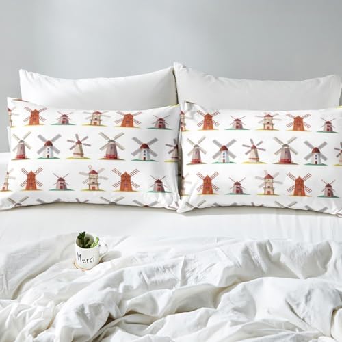 Erosebridal Wooden Windmill Duvet Cover Set