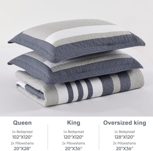 Finlonte Striped Oversized Queen Bedspread Set