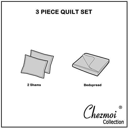 Chezmoi Collection King Size Bedspread Set 3-Piece Brown