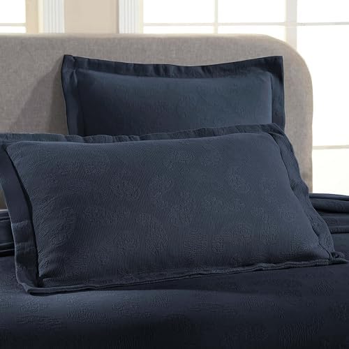 Superior Paisley 3 Piece Cotton Bedspread Set Navy Blue 1