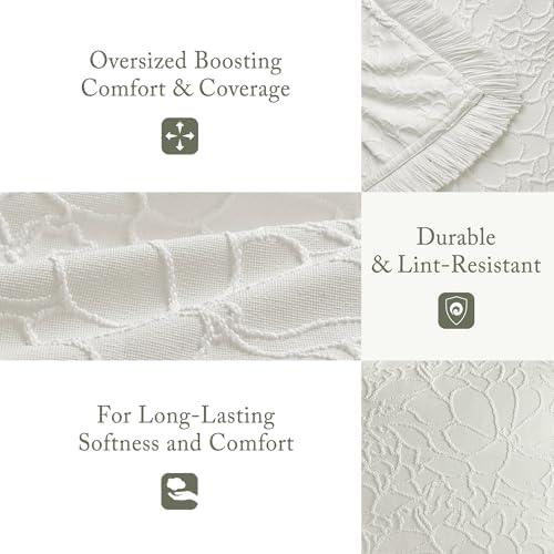 Madison Park Queen Chenille Floral Bedspread with Fringes 3 Piece
