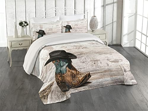 Ambesonne Western Coverlet Set Queen Size Black Brown