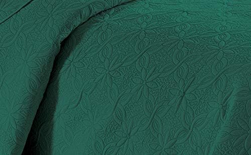 Fancy Linen 3pc Embossed Coverlet Bedspread Set Full Queen Hunter Green