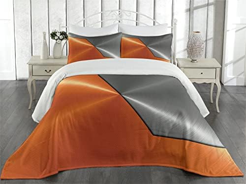 Ambesonne Orange Grey Coverlet Set King Size 3 Piece