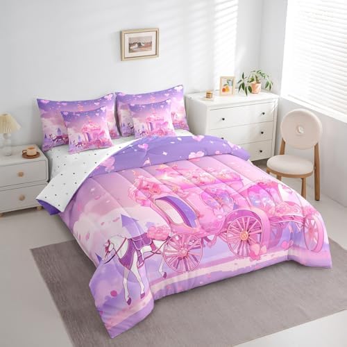 Feelyou Kids Princess Carriage Comforter Set 7 Piece