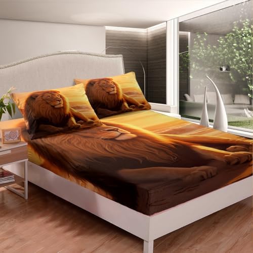 Feelyou 3D Lion Animal Kids Bed Sheet Set Twin Size