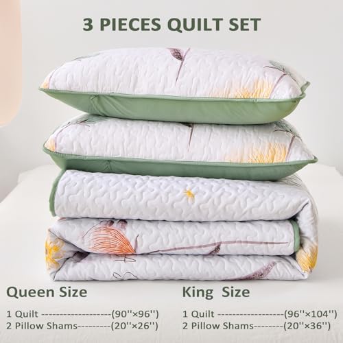 Dinjoy Floral King Size Quilt Set 3 Pieces