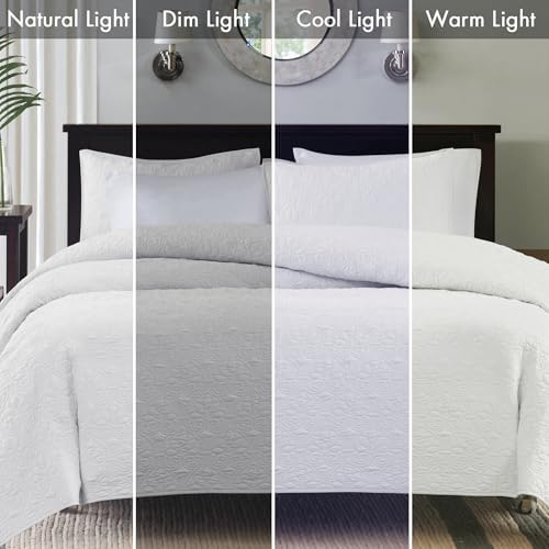 Madison Park Quebec Quilt Set - 2 Piece White Damask Design