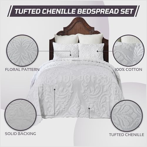 Better Trends Chenille Bedspread Set 3 Piece