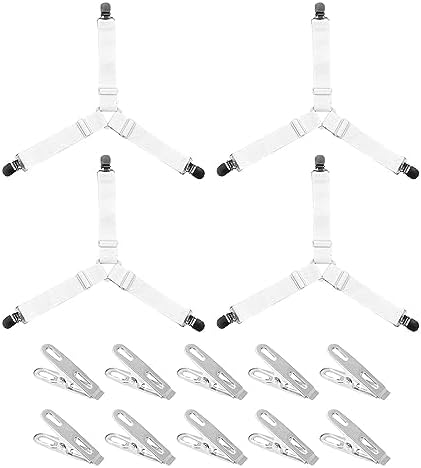 Saycker 4Pcs Sheet Straps with Metal Clips