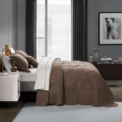 HZ HY Oversized King Bedspread Set Mocha