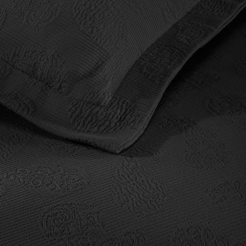 Superior Paisley 3 Piece Cotton Bedspread Set Black