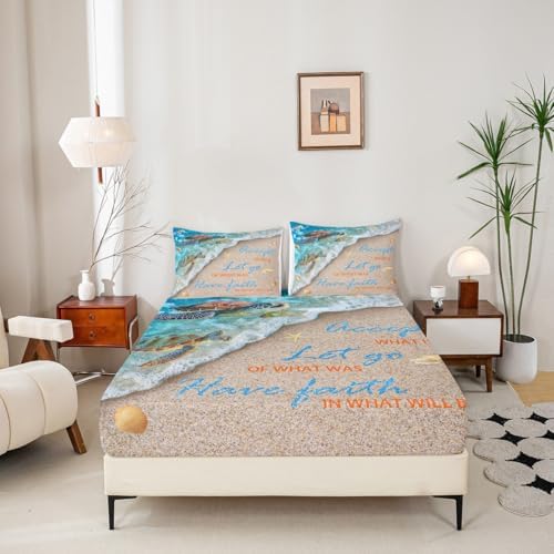 Castle Fairy Ocean Beach King Size 4Pcs Bed Sheet Set
