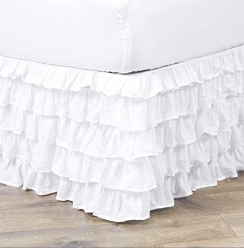 Empire Home Pleated Ruffled Bed Skirt Solid Dust Ruffle White Full