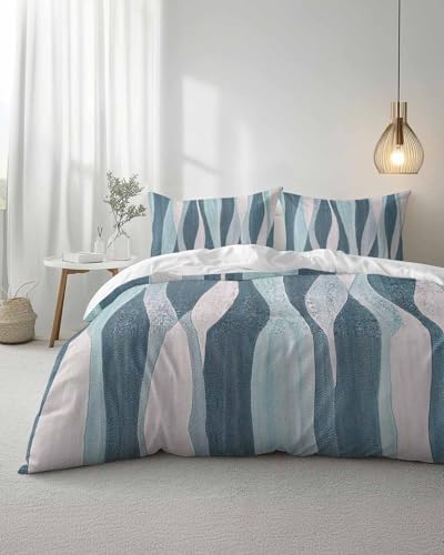 ZOE GARDEN Turquoise Blue Queen Duvet Cover Set 3pcs