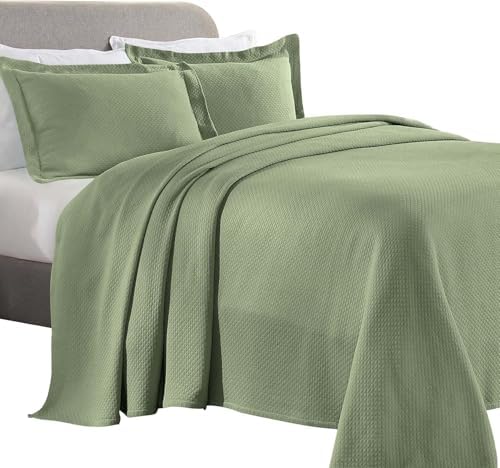 Superior Oversized Bedspread Set Diamond Solitaire Design Twin Sage