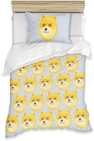 Twin XL Comforter Set with Funny Dog Shiba Inu Pattern