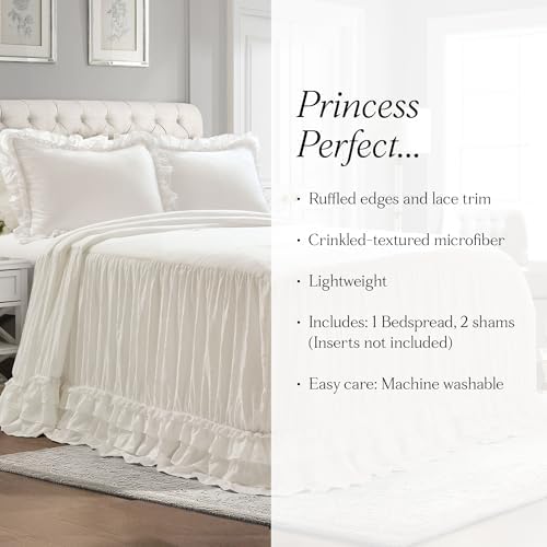 Lush Decor Ella Ruffle Lace Bedspread Set Queen White