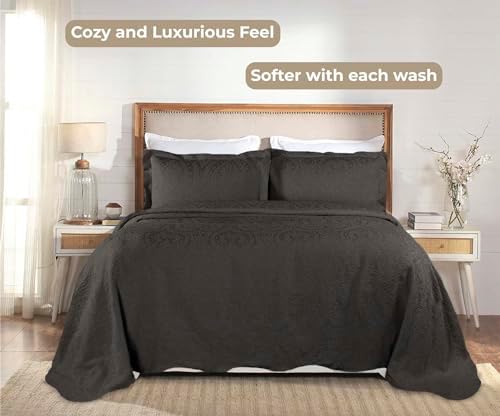 Superior Aspen Cotton Blend 2 Piece Bedspread Set Charcoal
