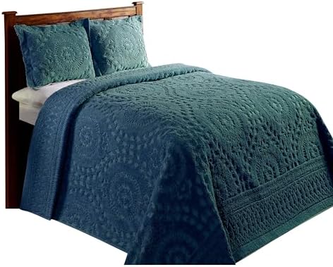Better Trends Chenille Bedspread Set 3 Pieces Teal