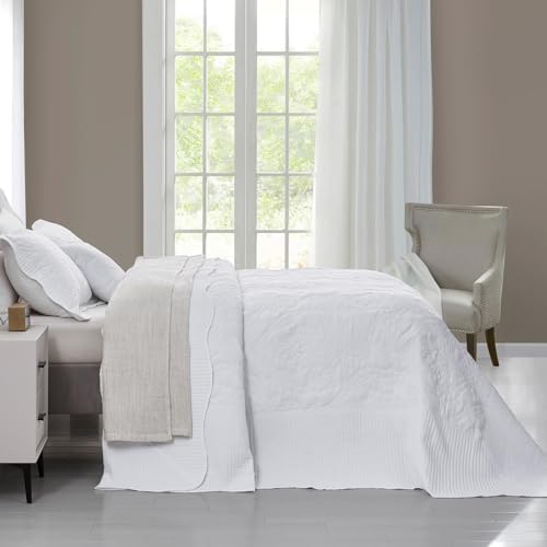 CHIXIN Queen Bedspread Set - Damask Paisley Pattern 4 Piece Reversible