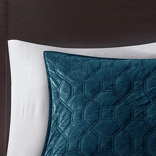 Madison Park Harper Velvet Quilt Set Teal 3 Piece