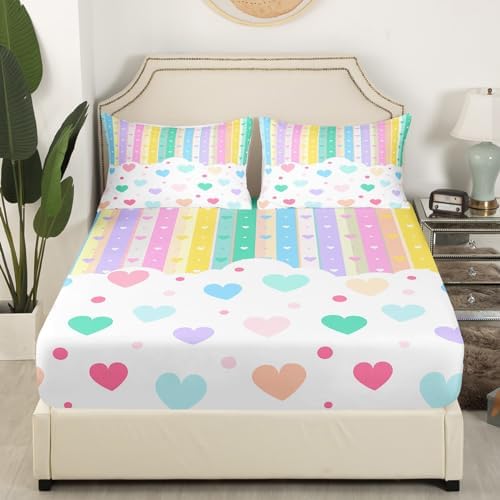 Feelyou Rainbow Sheet Set for Kids 4Pcs King Size