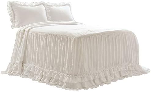 Lush Decor Ella Ruffle Lace Bedspread Set Queen White