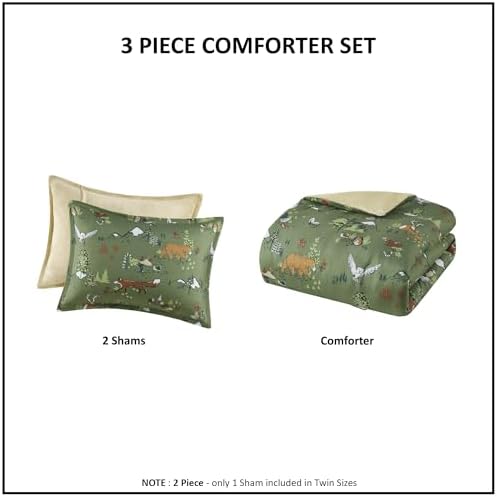 MI ZONE Kids Fluffy Comforter Set with Forest Animals