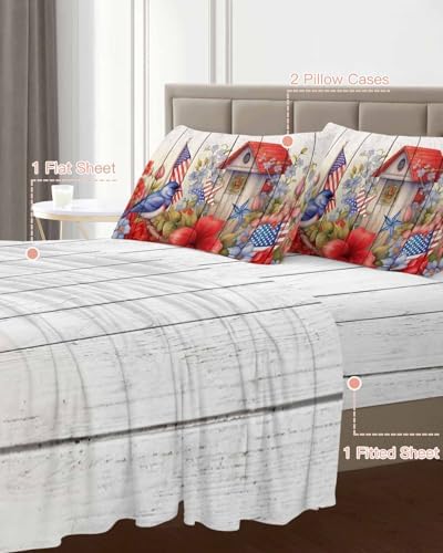 Boanket 4th of July 4 Piece King Size Microfiber Sheet Set