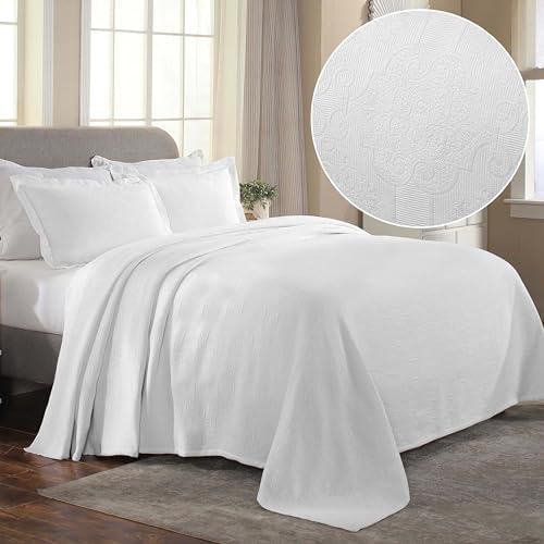Superior Cotton Bedspread Set 3-Piece Full White