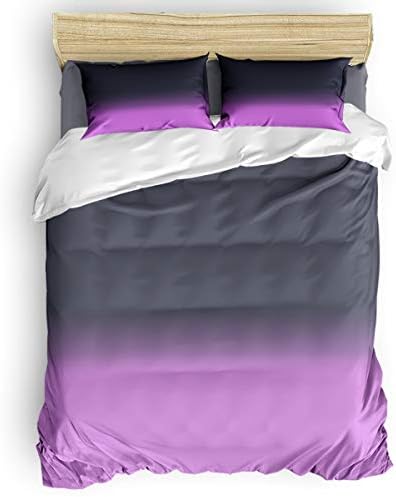LooPoP 4PCS California King Duvet Set Purple Grey Ombre