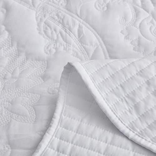 CHIXIN Queen Bedspread Set - Damask Paisley Pattern 4 Piece Reversible