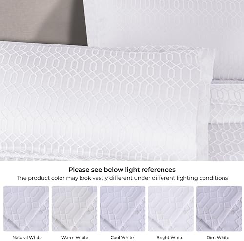 Superior Remi Cotton Blend Bedspread Set 2 Piece Geometric Fringe White