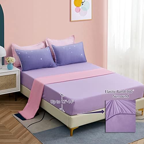 Dinjoy Girls Rainbow Comforter Set Queen 7 Pieces