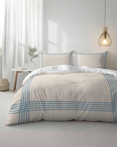 ZOE GARDEN Blue Striped Duvet Cover Set 3 Piece 1