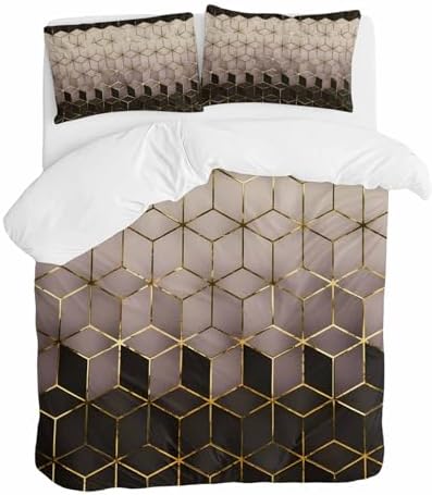 ZOE GARDEN Brown Geometric Duvet Cover Set 3 Pieces