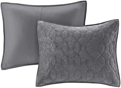 Madison Park Velvet Coverlet Set 3 Piece Grey