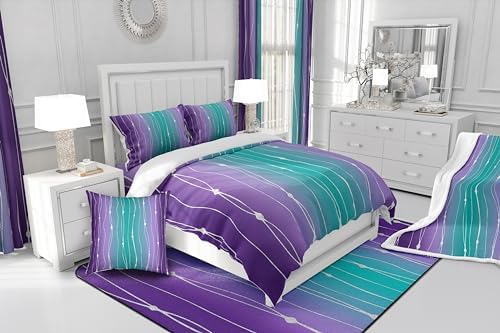 Erosebridal Teal Purple Gradient King Size Coverlet Set