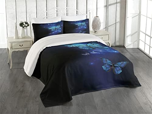 Lunarable Dark Blue Coverlet Set Queen Size
